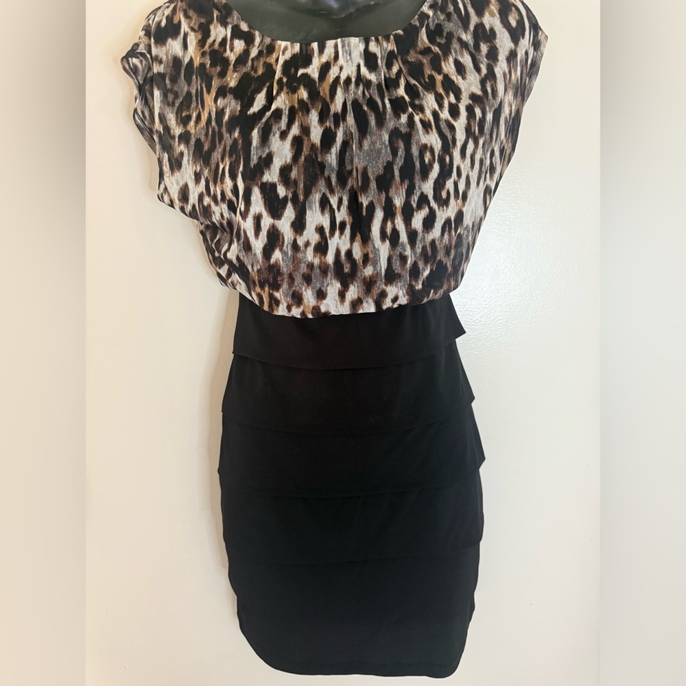 Sweet Storm Elegant Black and Leopard Dress